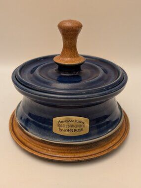 Vintage Earthworks Stoneware Butter Cheese Relish Dish / Crock – Signed